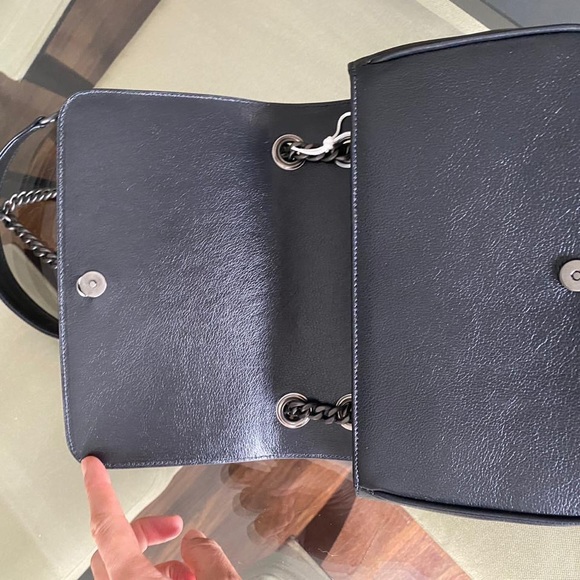 Authentic Prada Chain Flap Bag Studded Glace Calf Small Black - Picture 9 of 15